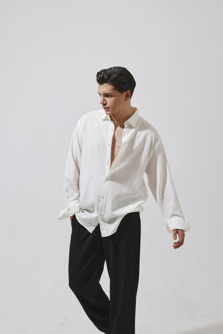 Babylon Oversize Keten Gömlek - White