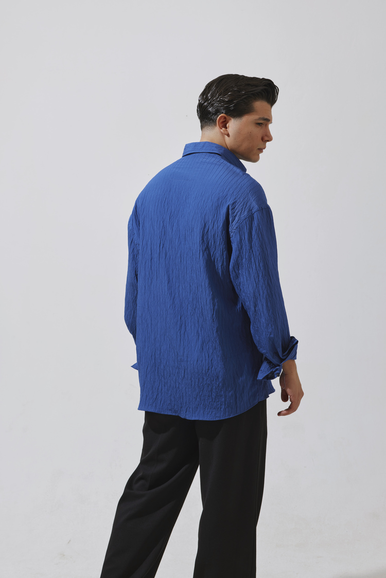 Babylon Paris Oversize Çizgili Gömlek - Navy Blue