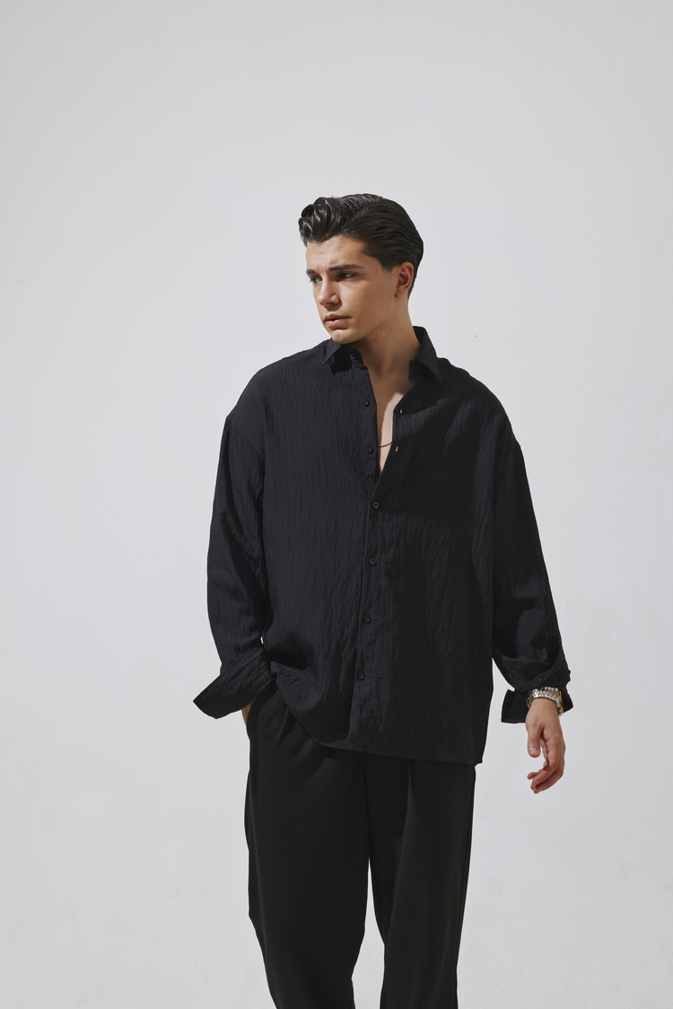 Babylon Paris Oversize Çizgili Gömlek - Black