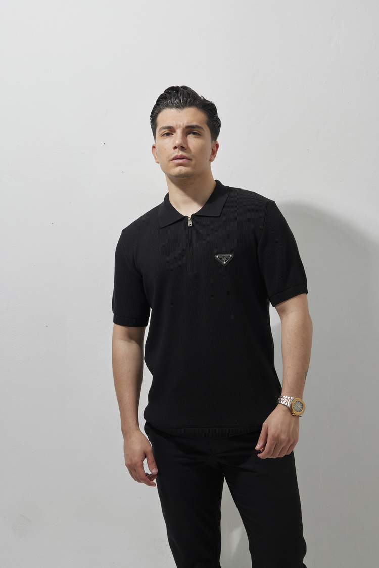 PRADA Polo Yaka T-Shirt Black