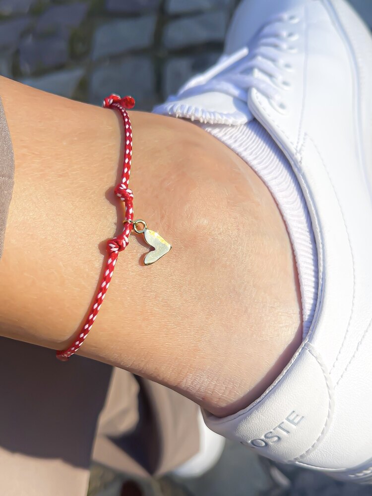 Kırmızı Beyaz Halhal | Bade Designs Handmade Jewelry