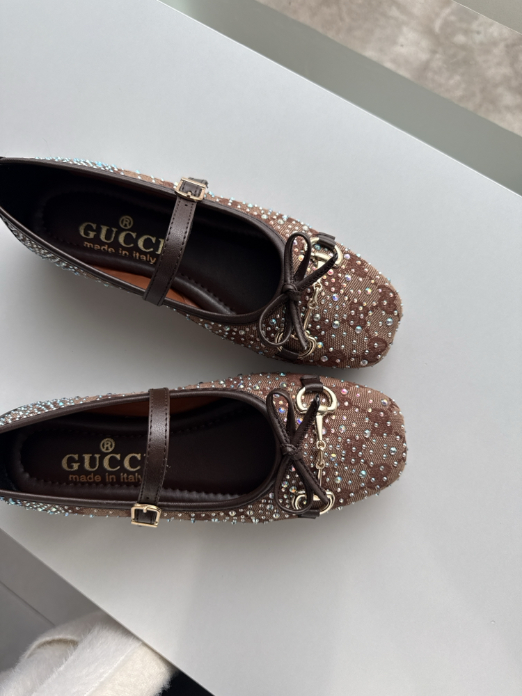 Gucci Kahverengi Taşlı Babet
