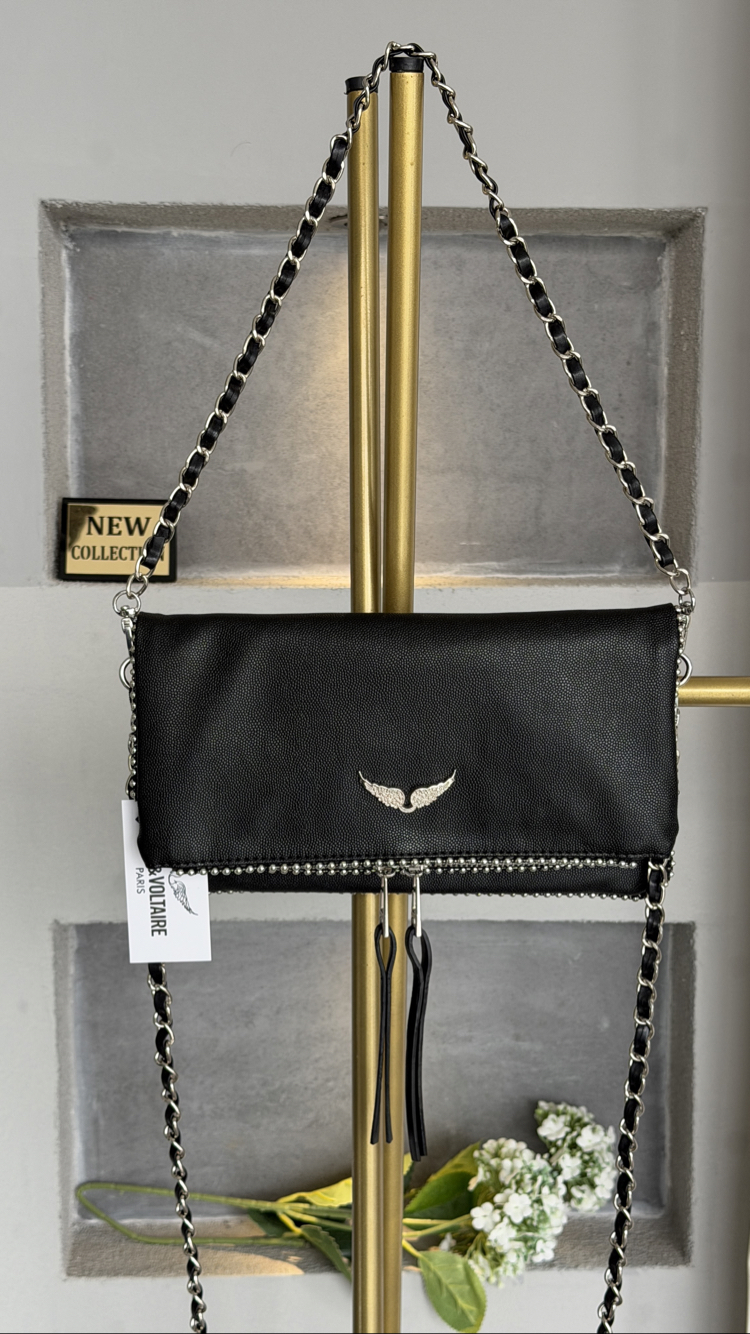 Zadig Clutch Medium- Boncuklu / Havyar Desen Deri