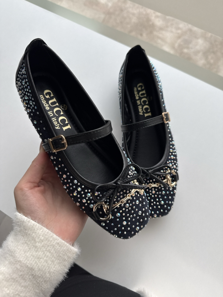 Gucci Siyah Taşlı Babet