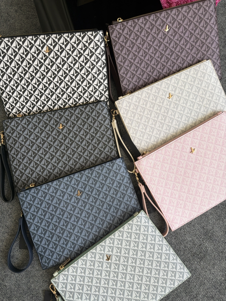 BYMN Monogram Logo Desenli Clutch/El Portföyü