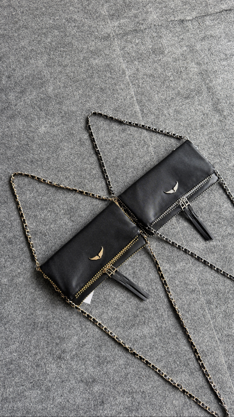 Zadig Clutch Medium- Boncuklu / Havyar Desen Deri