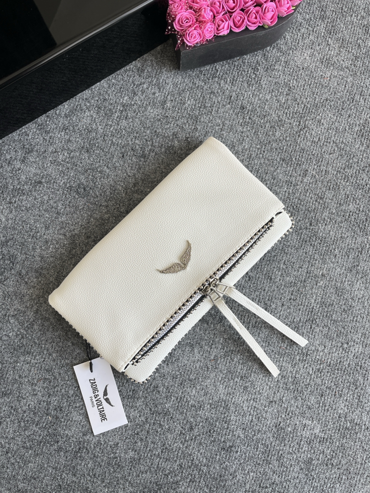 Zadig Clutch Medium- Boncuklu / Havyar Desen Deri