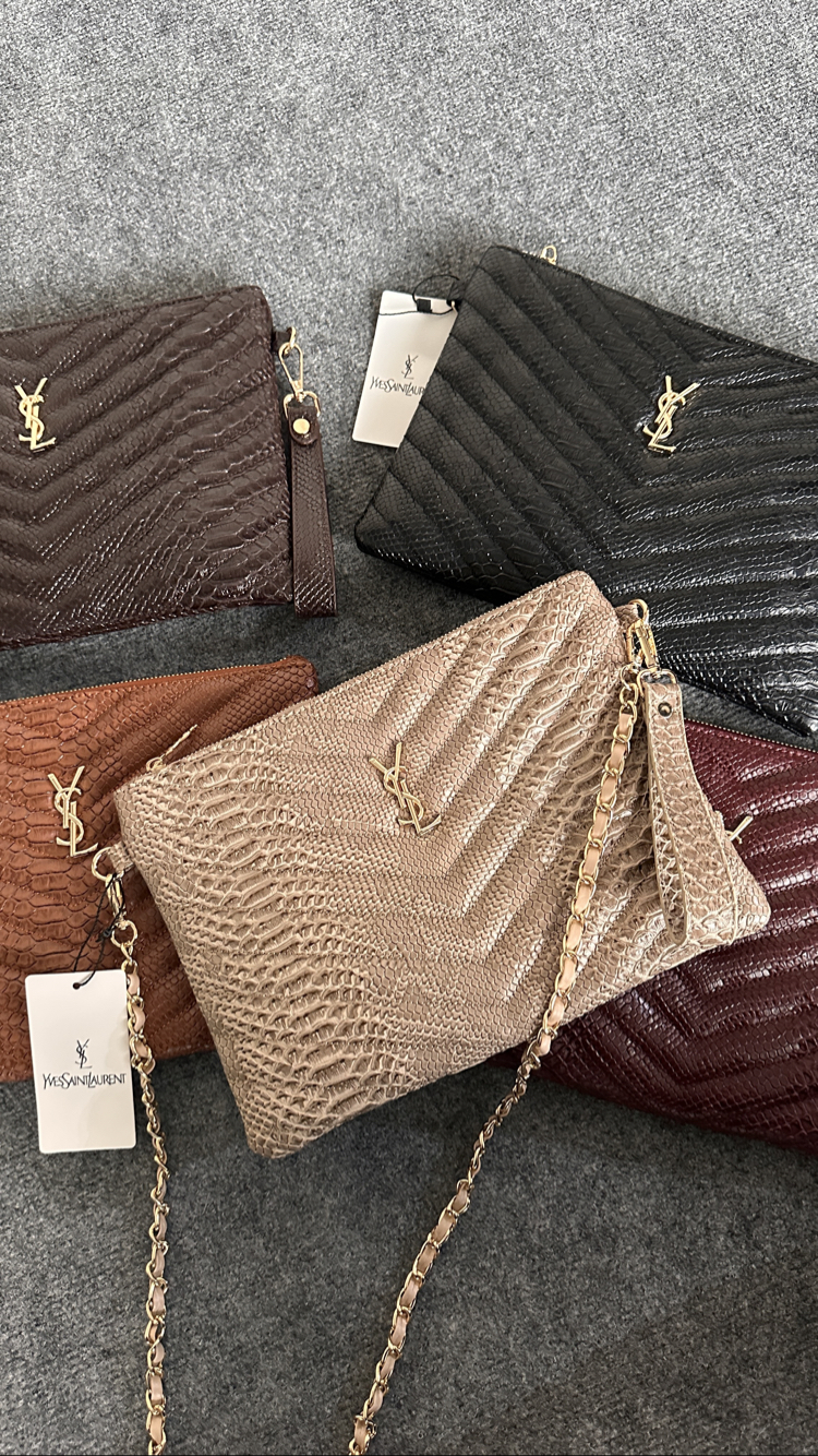 YsL - Yılan Derisi Desen Portföy/Clutch