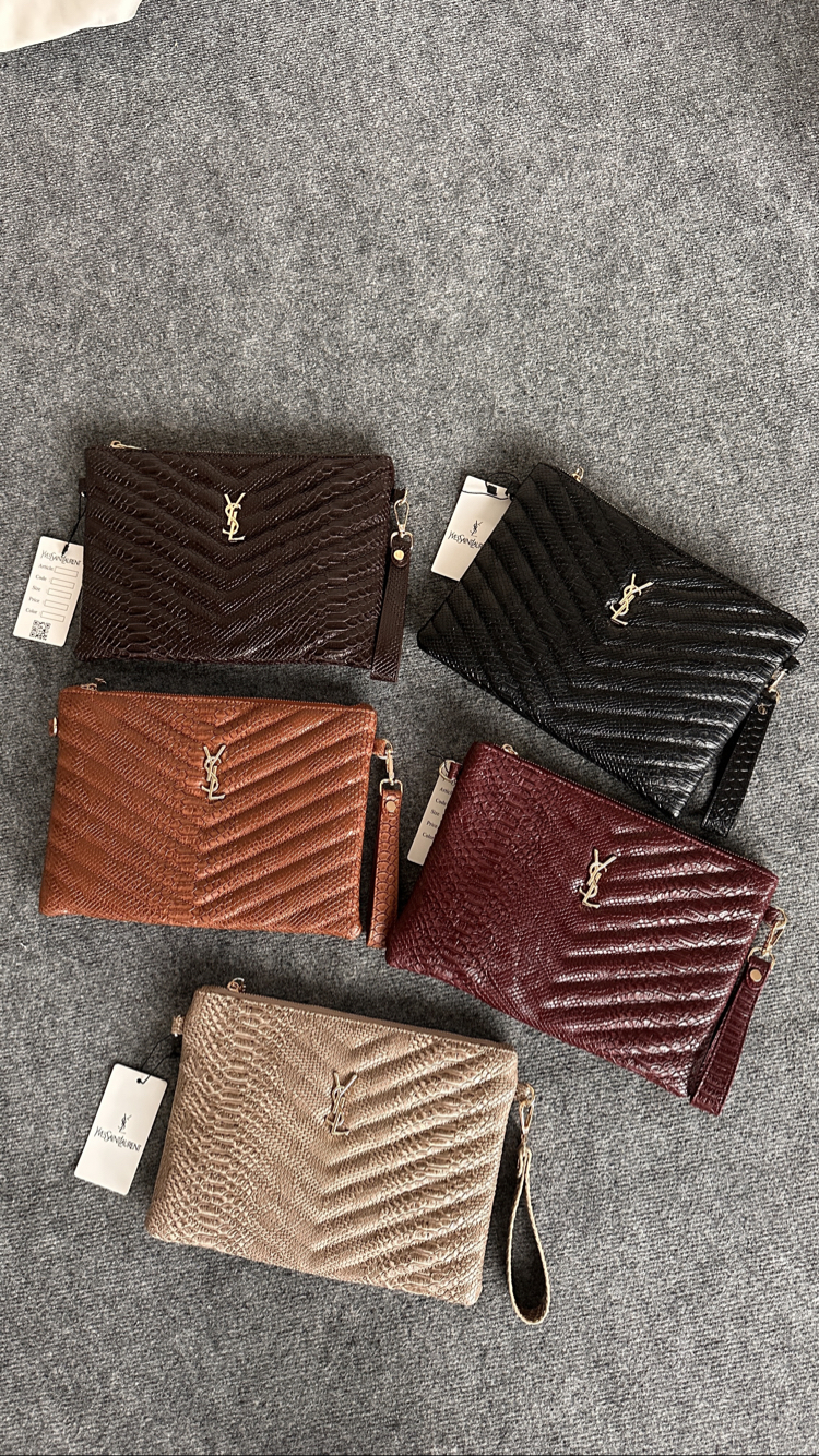 YsL - Yılan Derisi Desen Portföy/Clutch