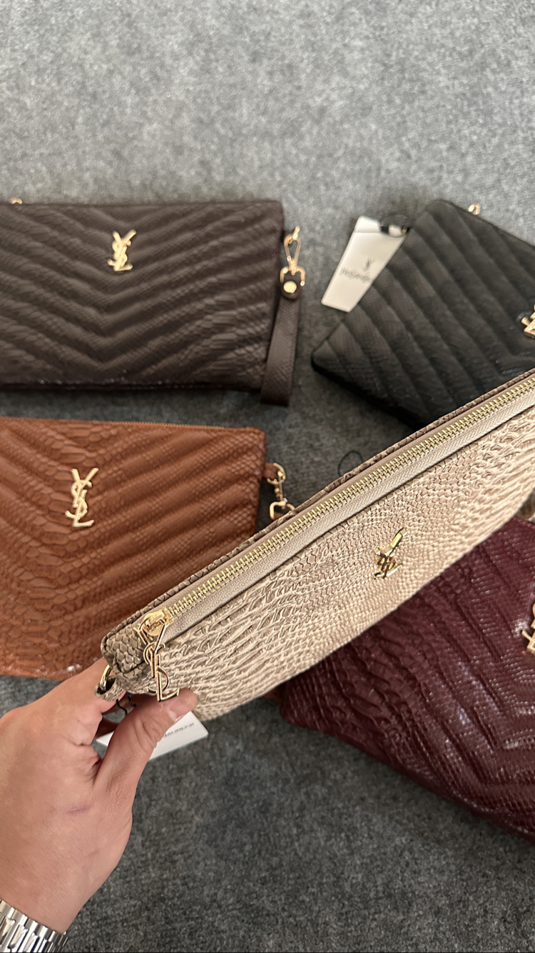 YsL - Yılan Derisi Desen Portföy/Clutch