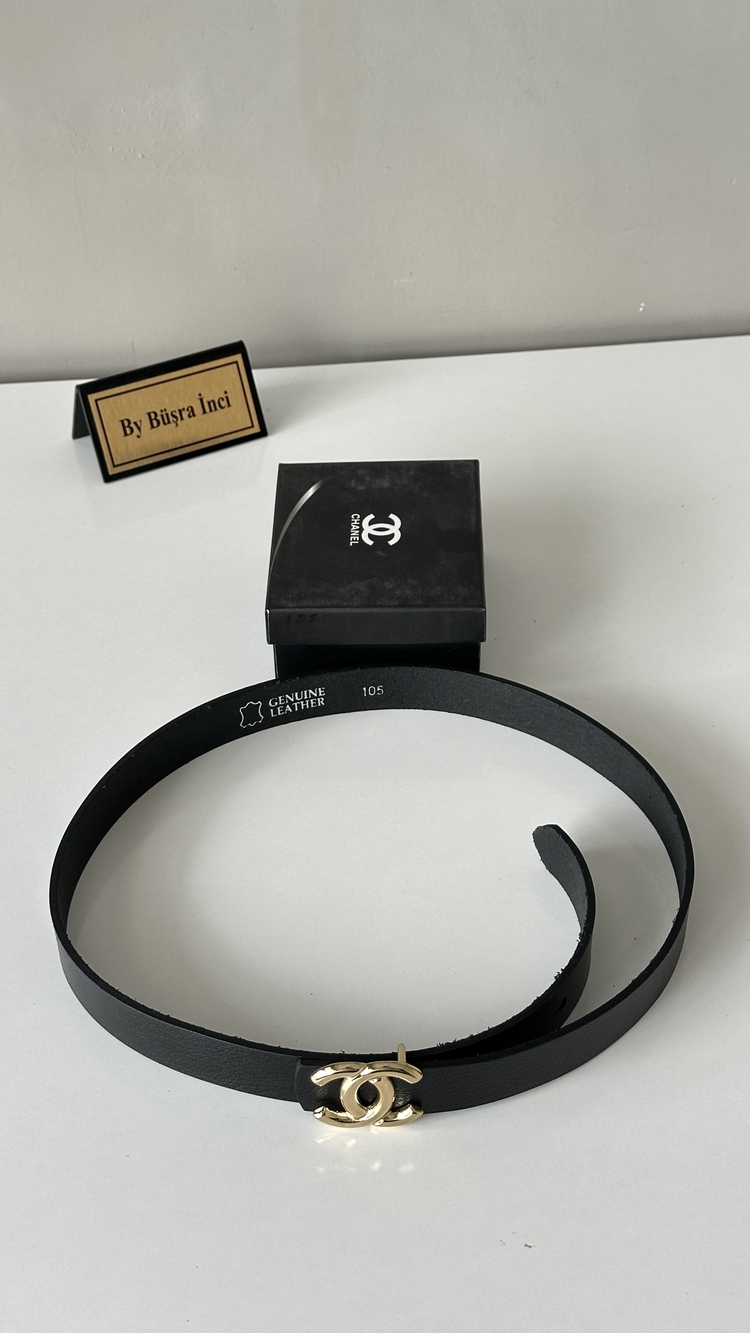 Chanel Gerçek Deri Kemer / 3 cm  / Kutulu