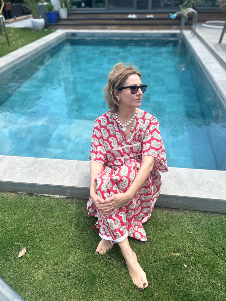 Hint kumaşı kaftan elbise