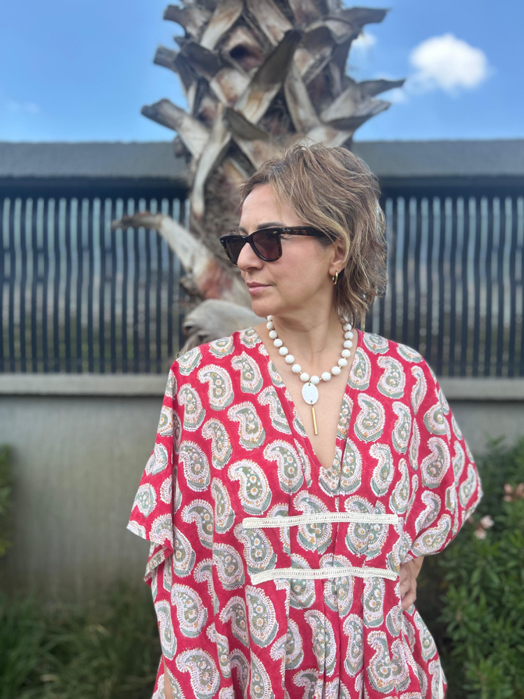 Hint kumaşı kaftan elbise