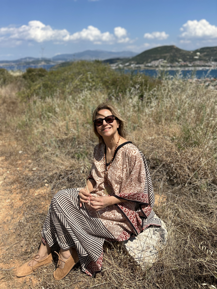 Hint kumaşı kaftan elbise