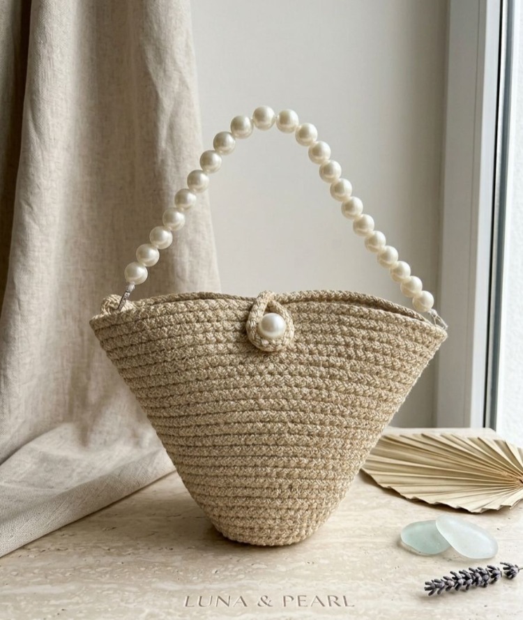Pearl Hasır El ve Omuz Çantası