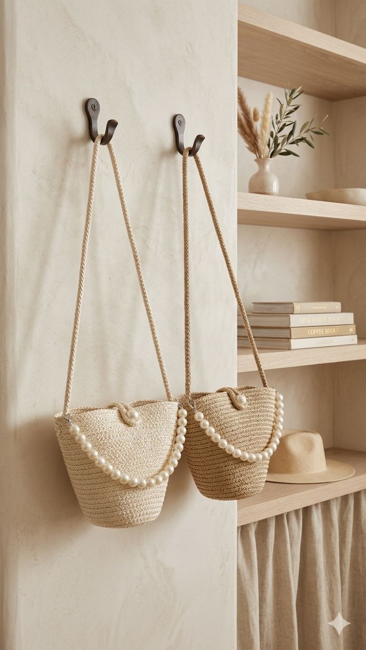 Pearl Hasır El ve Omuz Çantası