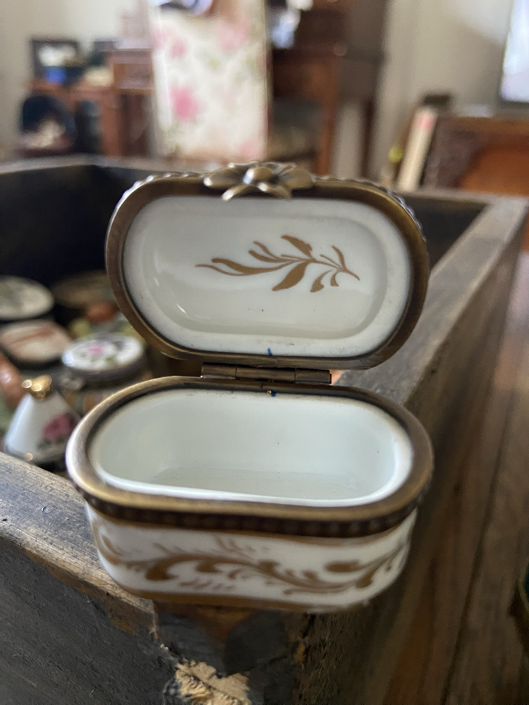 Limoges France Kuş Figürlü El Boyama Emaye Minyatür Kutu (1900–1920)