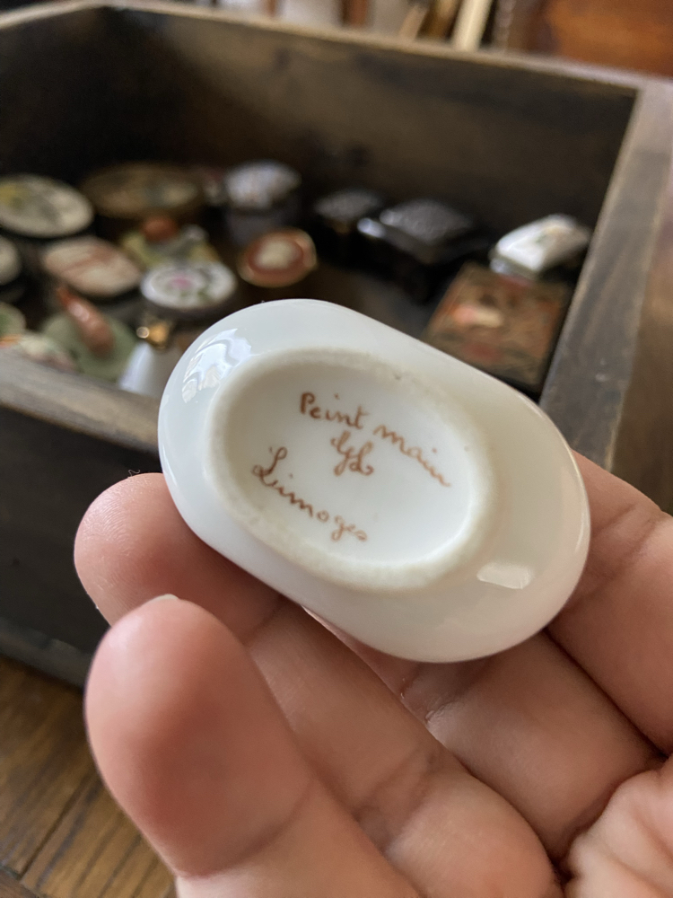Antika “Peint Main Limoges” Manzara Desenli El Boyama Porselen Kutu – 19. yy Sonu