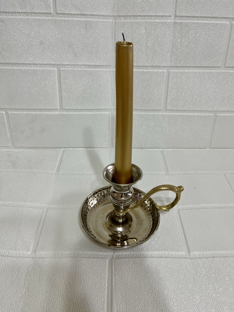 Kenarı Dövme Nikelli Bakır Mumluk