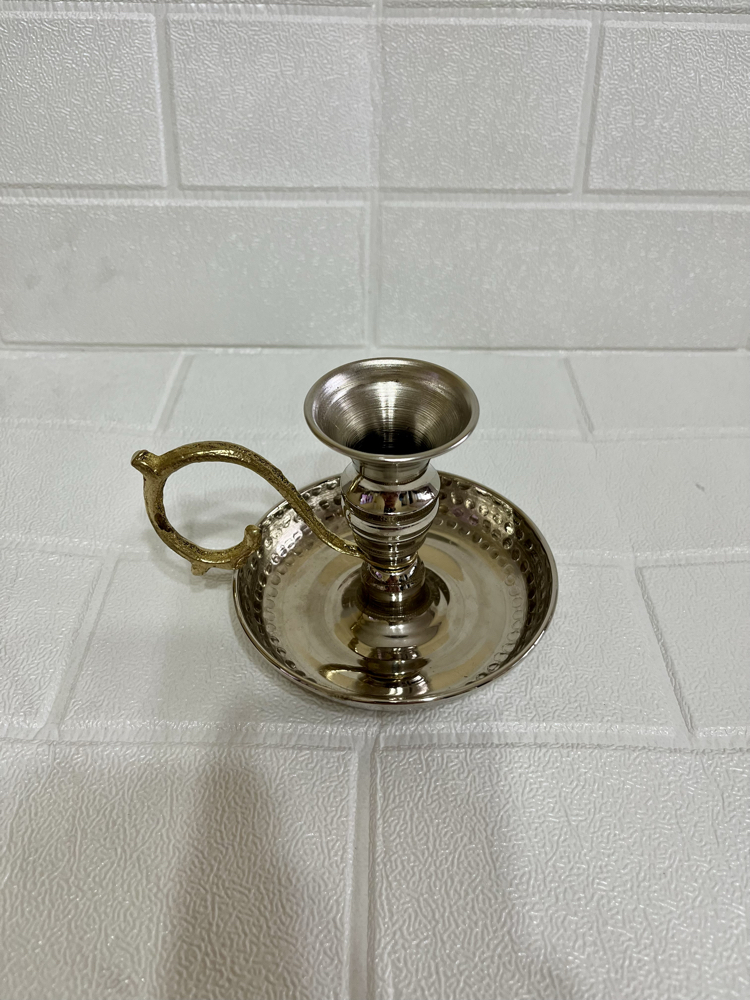Kenarı Dövme Nikelli Bakır Mumluk