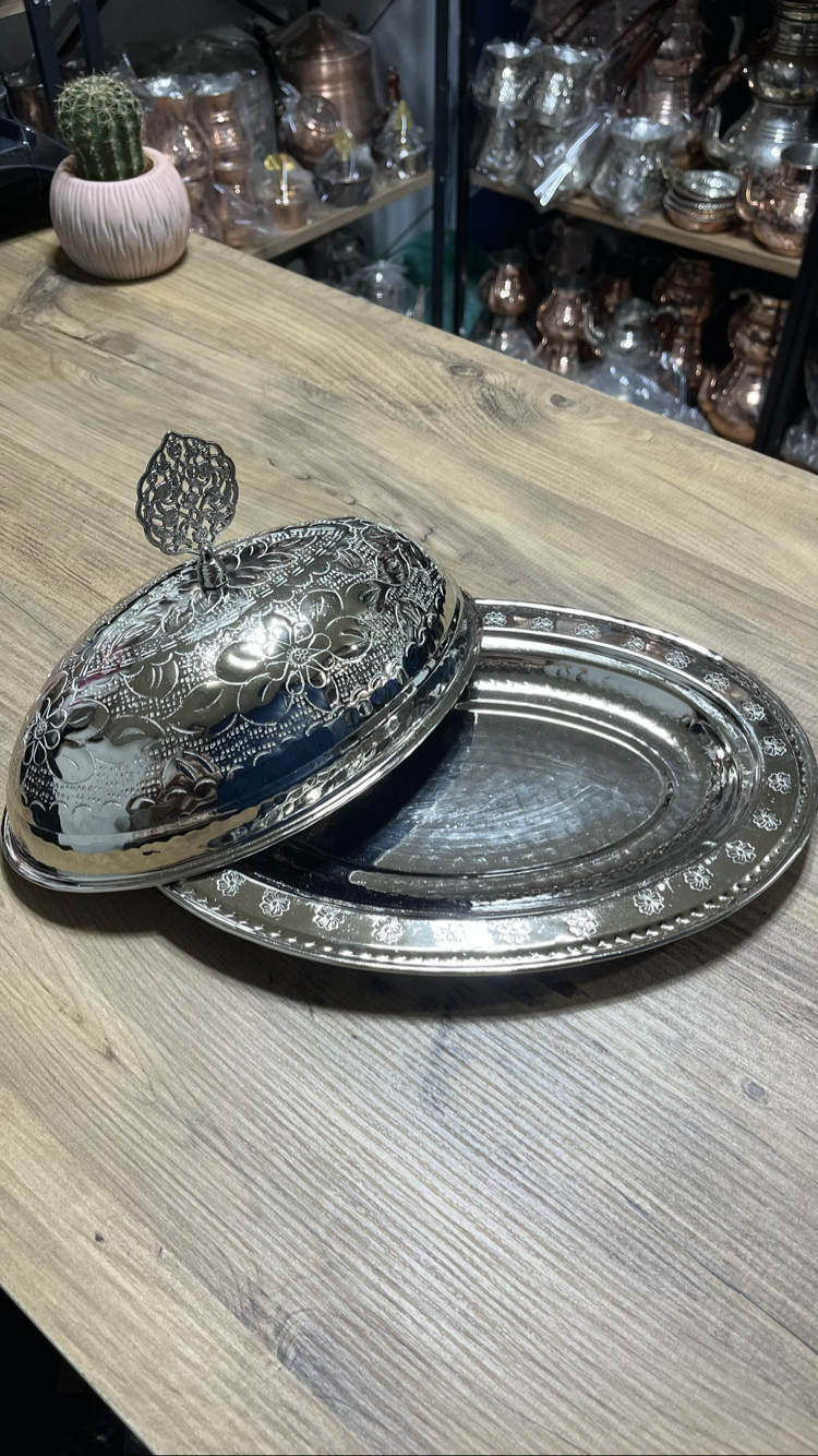 Kabartma Nakışlı Kayık Sahan 30 cm 
