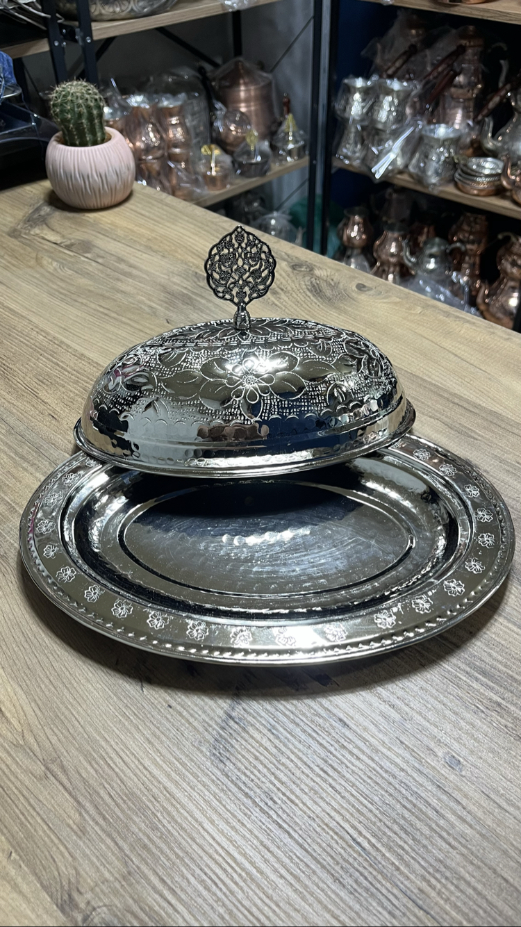 Kabartma Nakışlı Kayık Sahan 30 cm 
