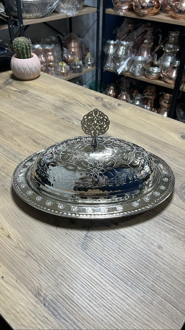 Kabartma Nakışlı Kayık Sahan 30 cm 