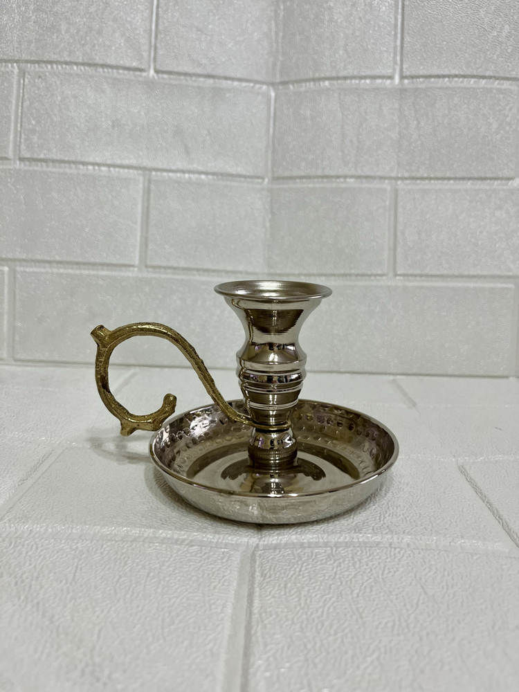 Kenarı Dövme Nikelli Bakır Mumluk