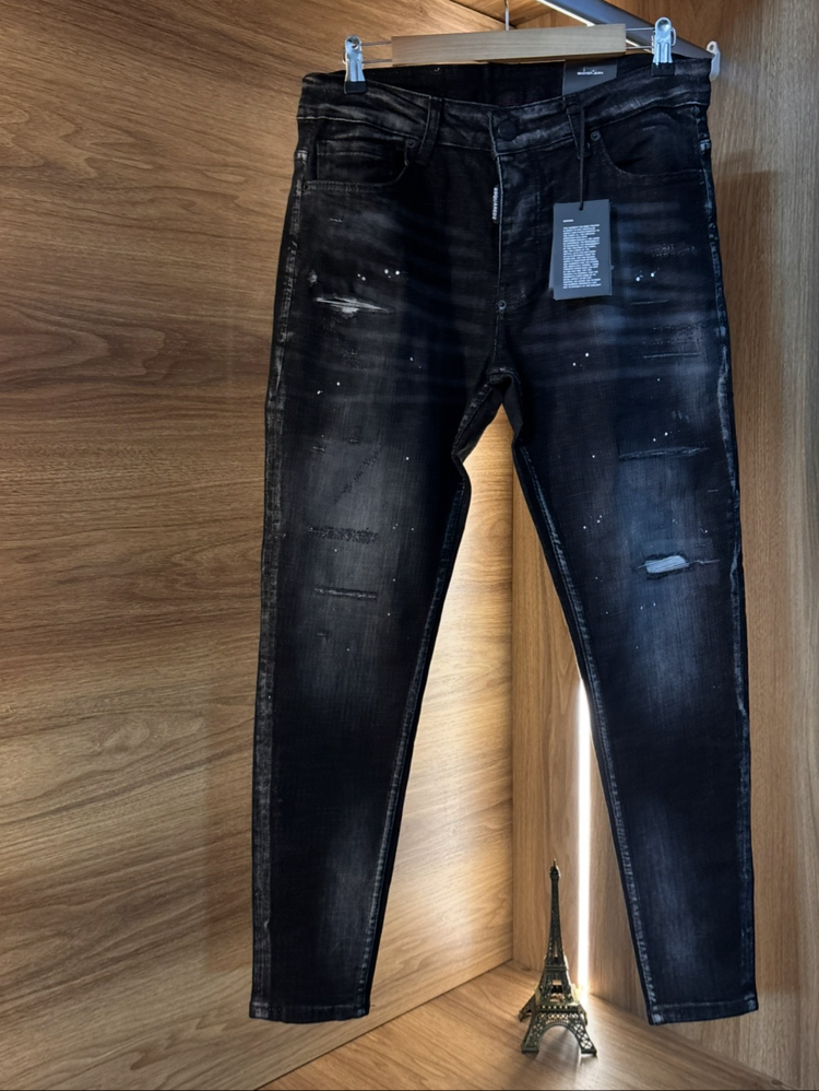 DSQUARED 02 PREMİUM PANTOLON(SİYAH TAŞLAMALI)