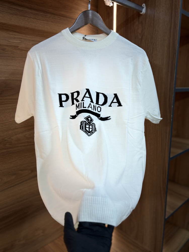 BEYAZ PRADA PREMIUM TRİKO T - SHIRT