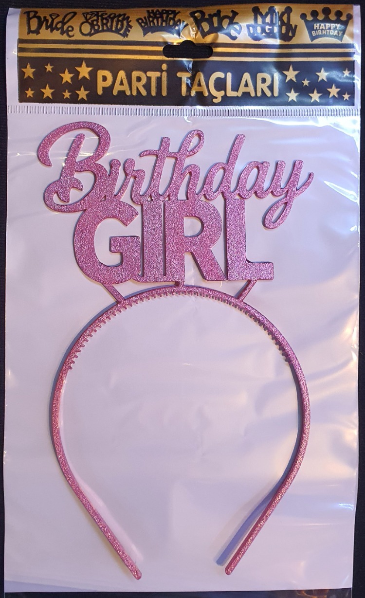 Birthday girl yeni tasarımlı pembe simli taç