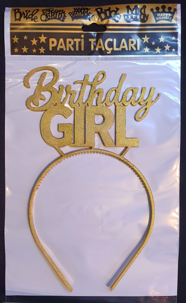 Birthday girl yeni tasarımlı altın simli taç