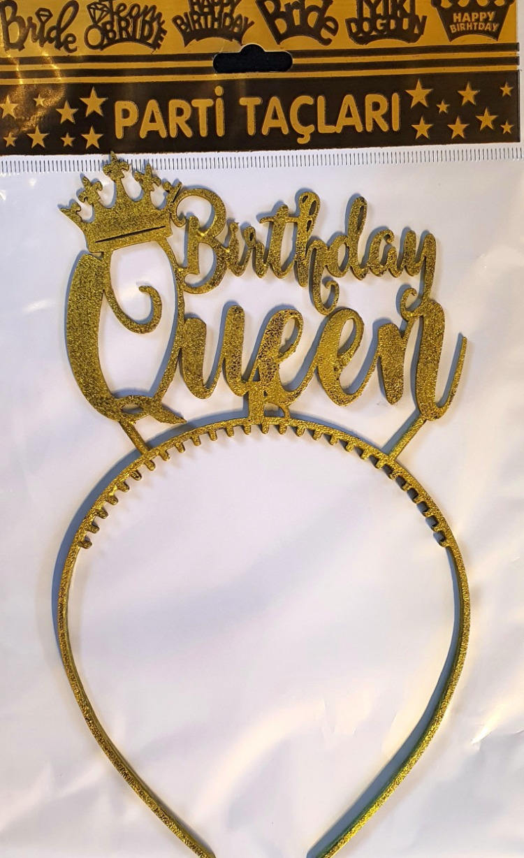  Birthday queen ikinci tasarımlı pembe veya altın simli taç