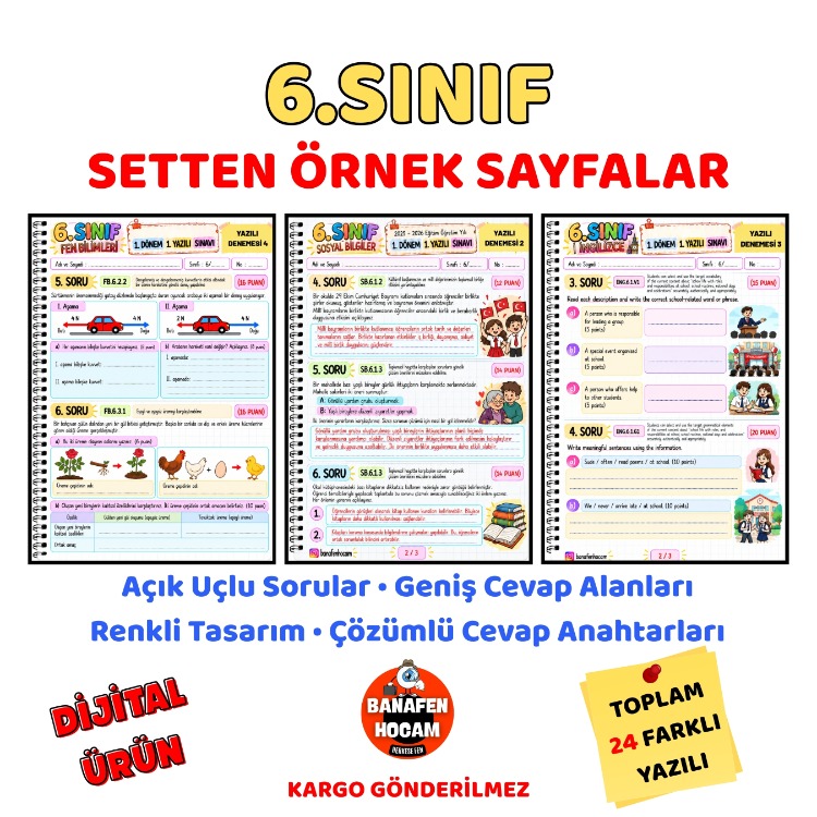 6.SINIF 1.DÖNEM 1.YAZILIYA HAZIRLIK SETİ - DİJİTAL ÜRÜN PDF