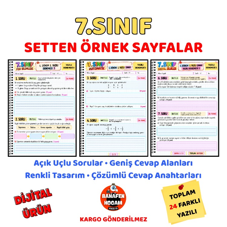 7.SINIF 1.DÖNEM 1.YAZILIYA HAZIRLIK SETİ - DİJİTAL ÜRÜN PDF