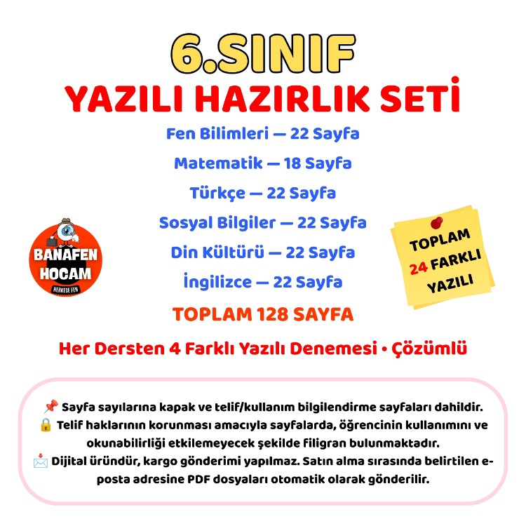 6.SINIF 1.DÖNEM 1.YAZILIYA HAZIRLIK SETİ - DİJİTAL ÜRÜN PDF