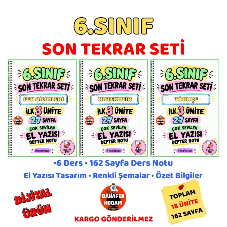 6.SINIF SON TEKRAR SETİ - İLK 3 ÜNİTE - DİJİTAL ÜRÜN PDF