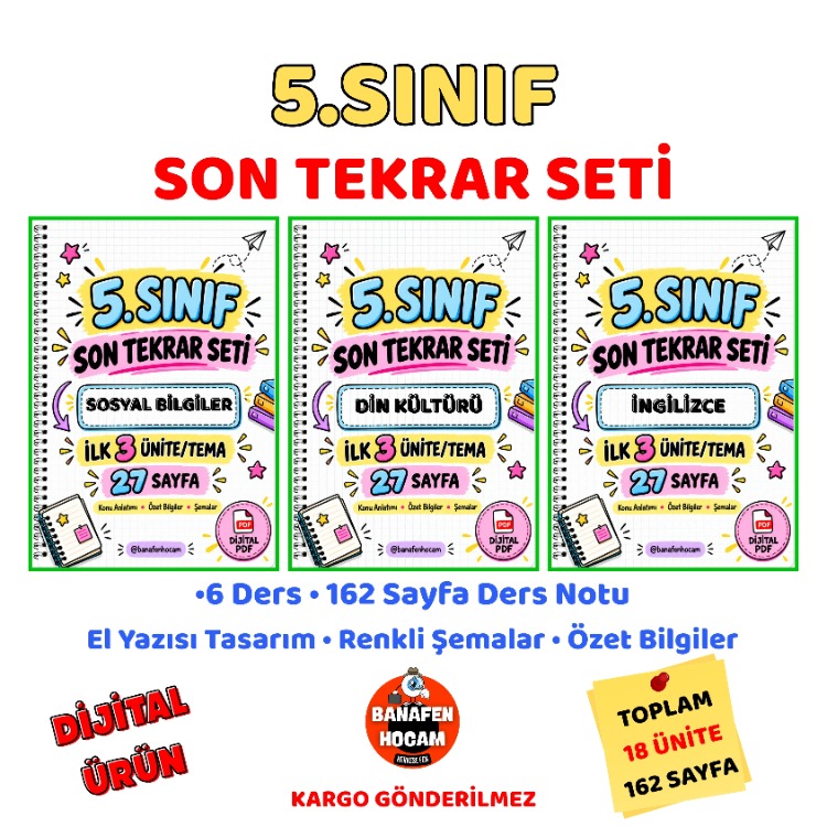 5.SINIF SON TEKRAR SETİ - İLK 3 ÜNİTE - DİJİTAL ÜRÜN PDF