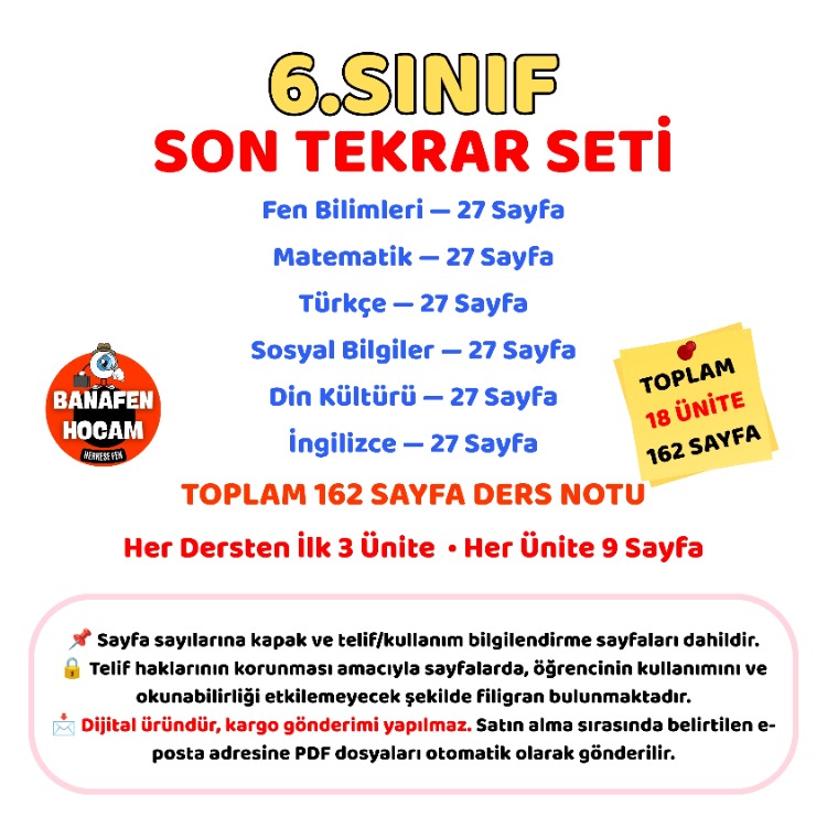 6.SINIF SON TEKRAR SETİ - İLK 3 ÜNİTE - DİJİTAL ÜRÜN PDF