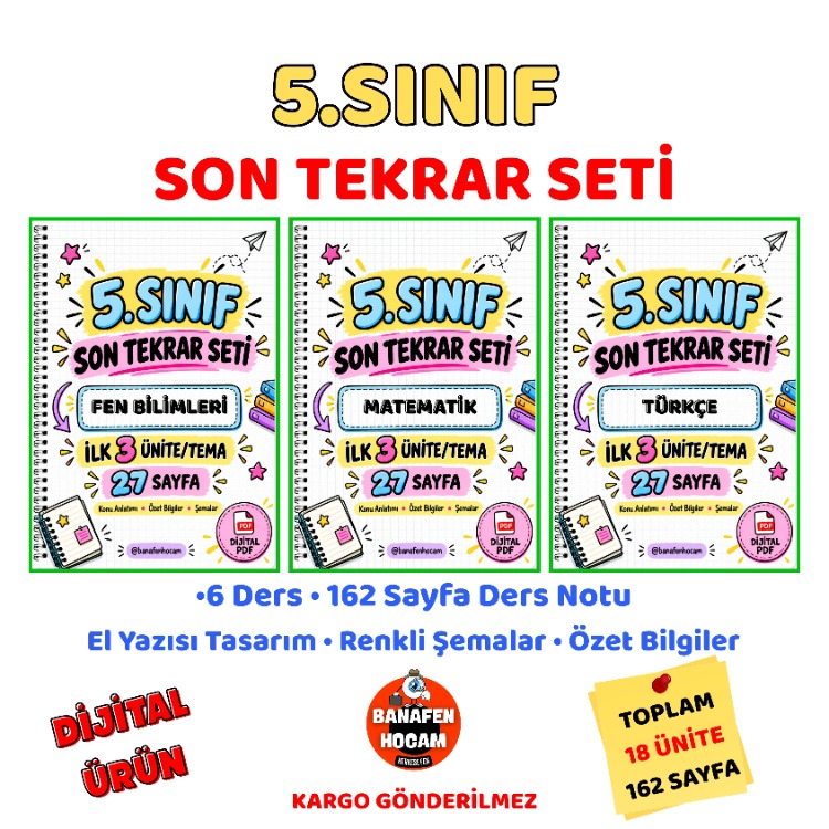 5.SINIF SON TEKRAR SETİ - İLK 3 ÜNİTE - DİJİTAL ÜRÜN PDF