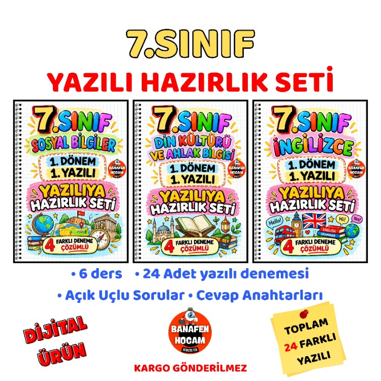 7.SINIF 1.DÖNEM 1.YAZILIYA HAZIRLIK SETİ - DİJİTAL ÜRÜN PDF