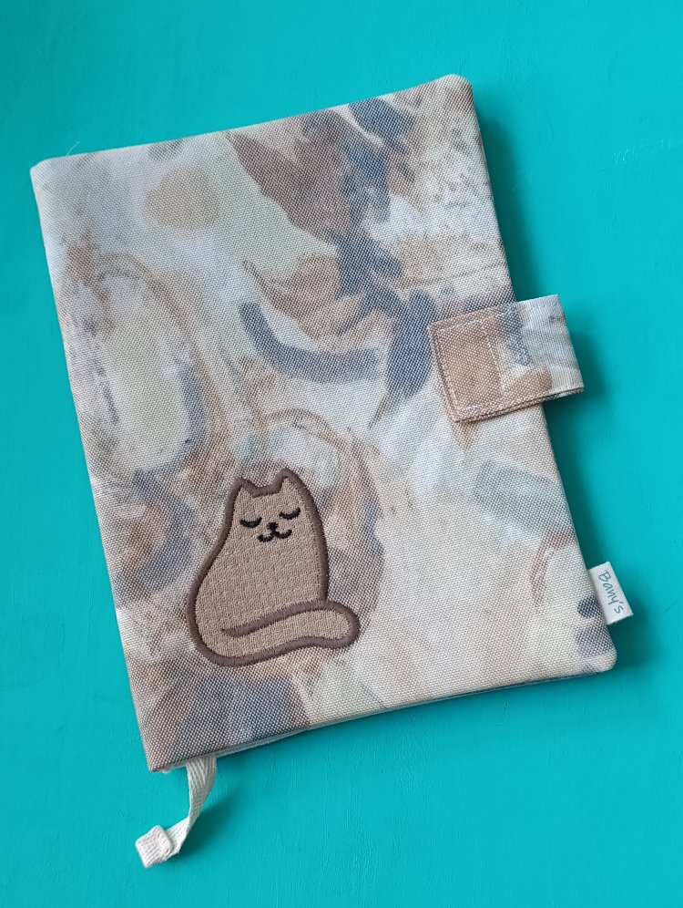 Kahve aplike kedi kitap çantası