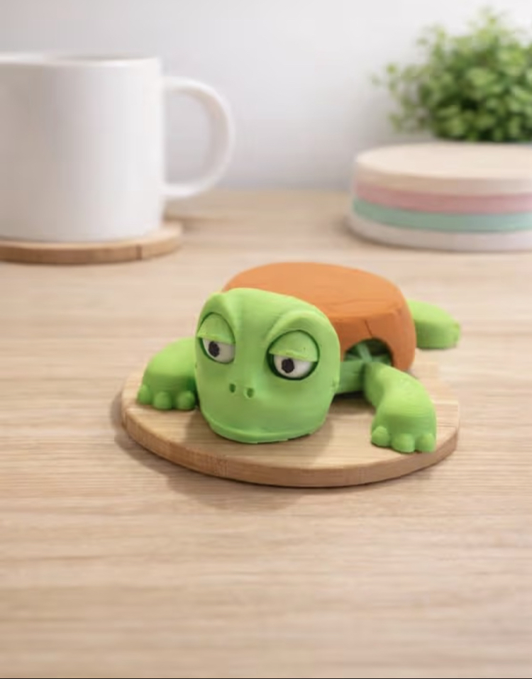3D Baskı Kaplumbağa Hareketli Bardak Altlığı