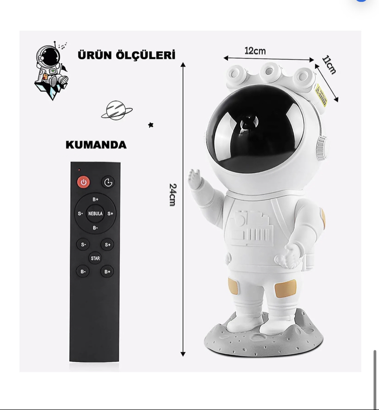 Gece Lambası Astronot Projektör