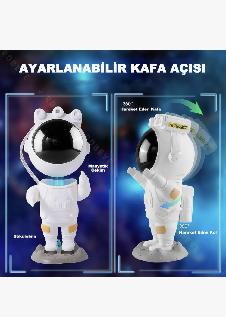 Gece Lambası Astronot Projektör