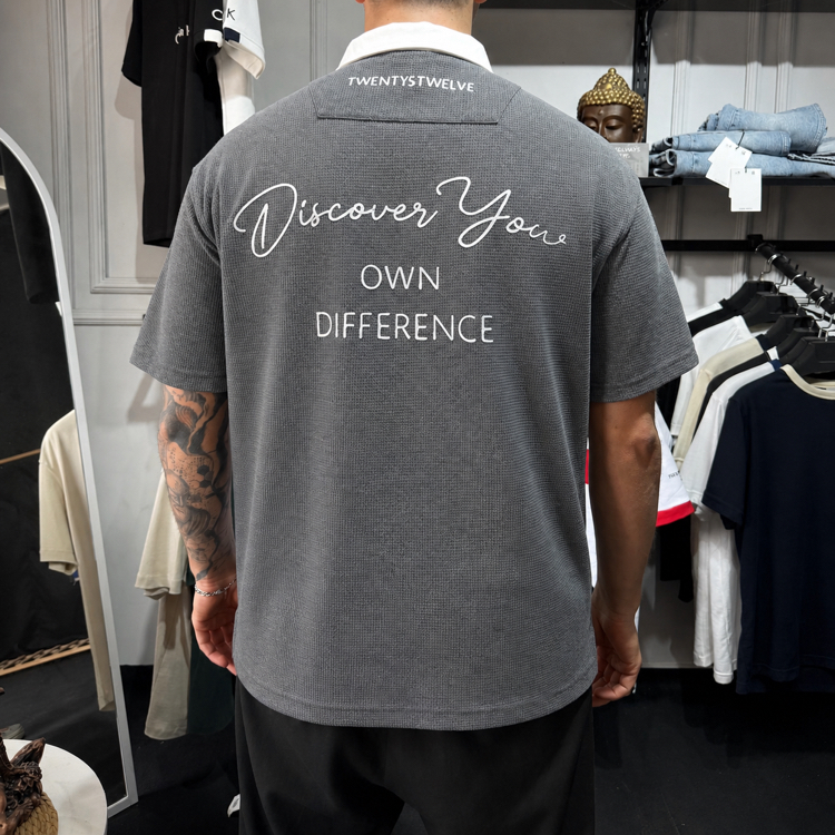 Barch Fashion Yarı Oversize Polo T-Shirt (Grey)