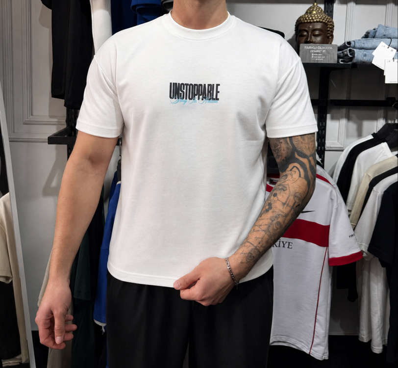 Barch Fashion “Unstoppable” T-Shirt (Beyaz)