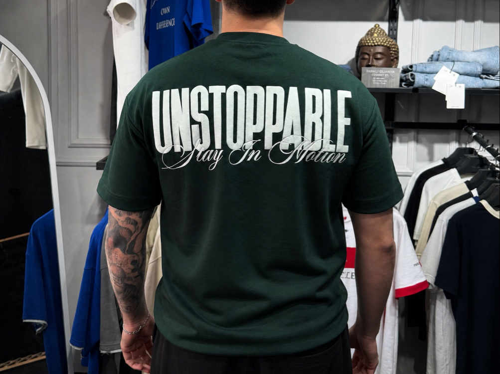 Barch Fashion “Unstoppable” T-Shirt (Koyu Yeşil)