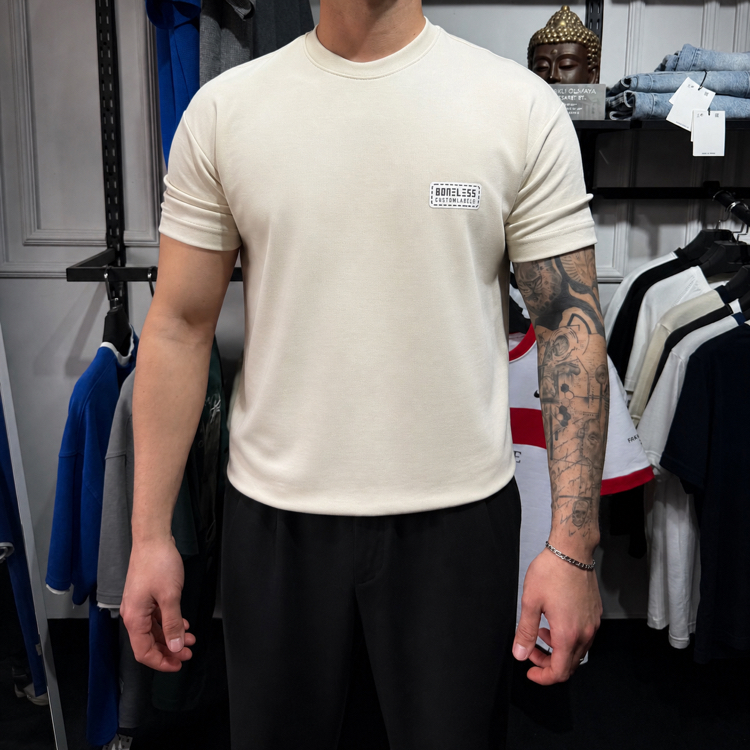 Boneless Yarı Oversize T-Shirt (Krem)