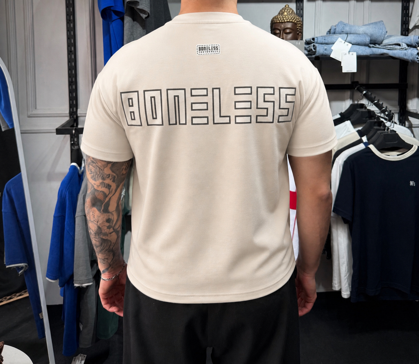Boneless Yarı Oversize T-Shirt (Krem)